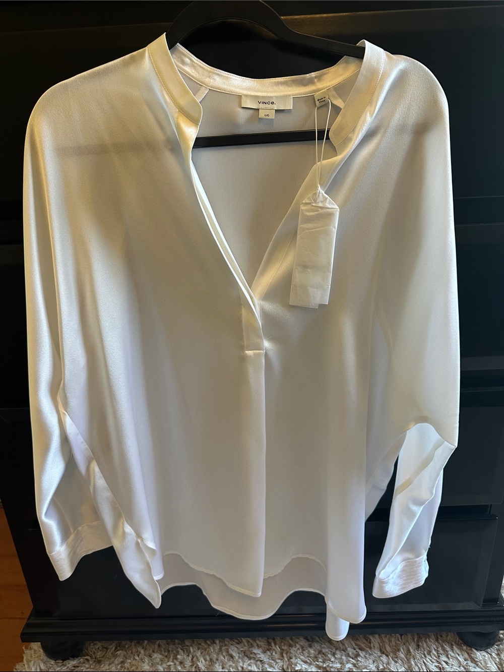 Vince White Silk Colarless Dress Shirt NWT